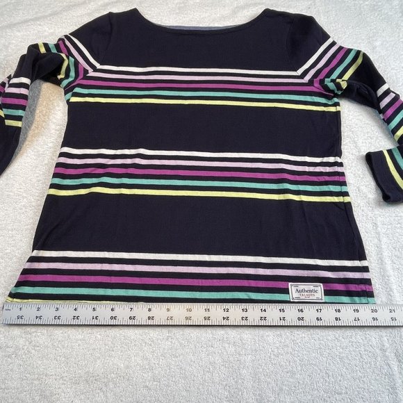 Talbots PM P Med Cotton Pullover Sweater Light Stripped Multi Blue White Boat - Picture 8 of 13